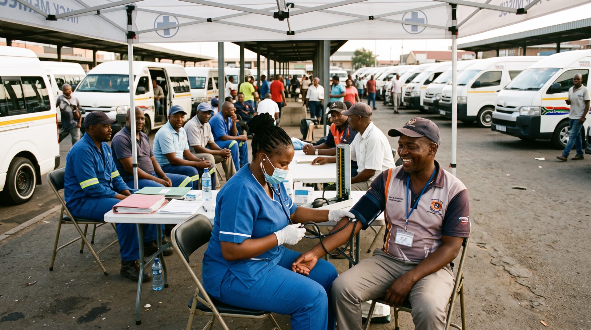 Health screening for taxi drivers at a rank